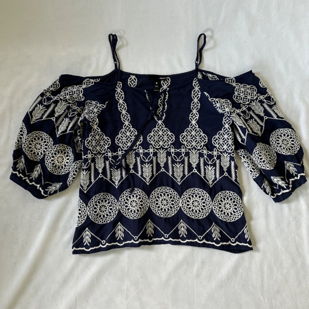 Aqua Blue Embroidered Top